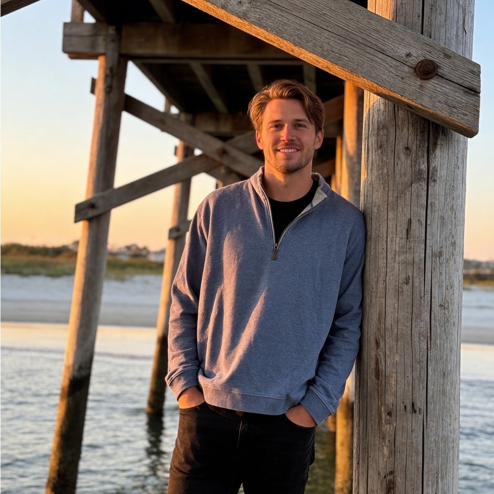 johnnie-O Men's Blue Zip-Up Sweater